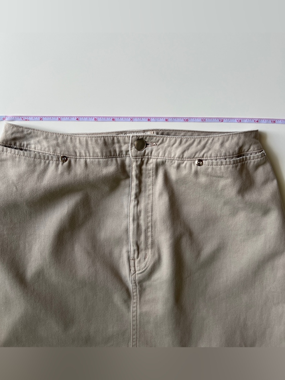 St Johns Bay Khaki Knee Length Skirt Cotton Straight Minimalist Casual Size 8 - Picture 12 of 15
